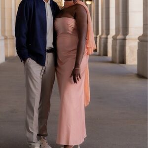 Victoria Cape Peach Strapless Dress